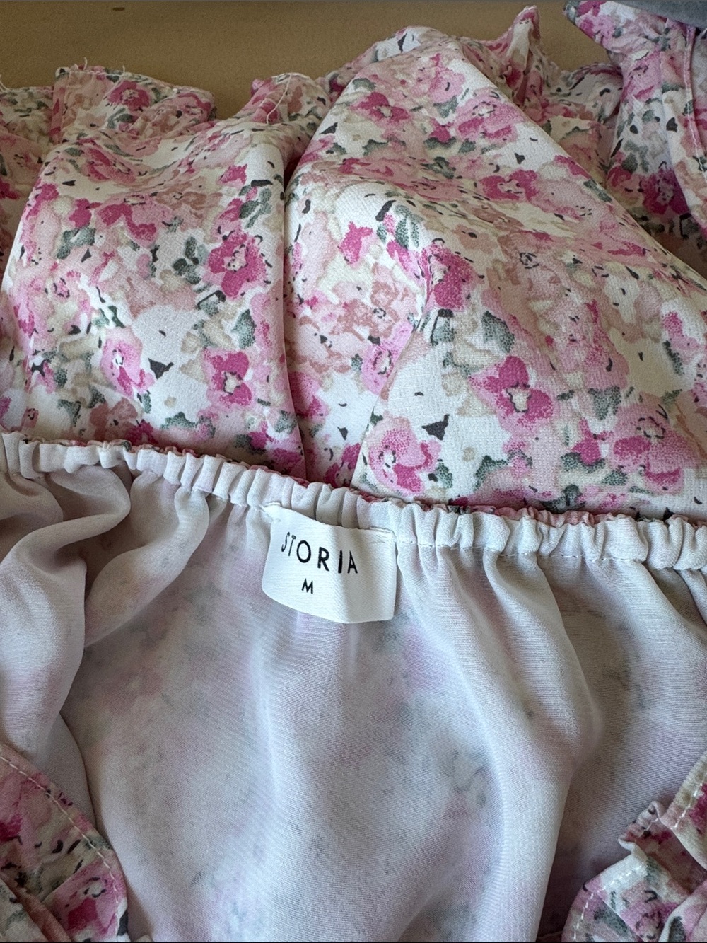Floral Ruffle Slip Dress - Pink, Mini - Picture 4 of 4